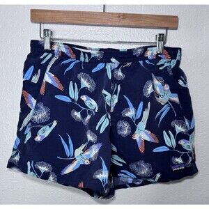 Patagonia Baggies Shorts Womens  Navy Blue Parrot Bird Outdoor Size M